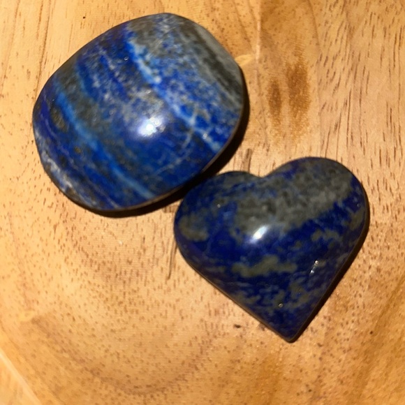 Lapis Lazuli Heart Palm stone set (2)- LAPISHRTPLMSTNSET-001 - Picture 2 of 6